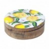 Boîte ronde en bois | Boîte en bois design citrons, diamètre : 20 cm