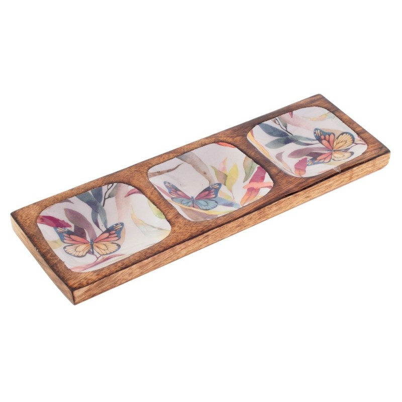 Plateau papillon en bois au design romantique pour la décoration de la maison