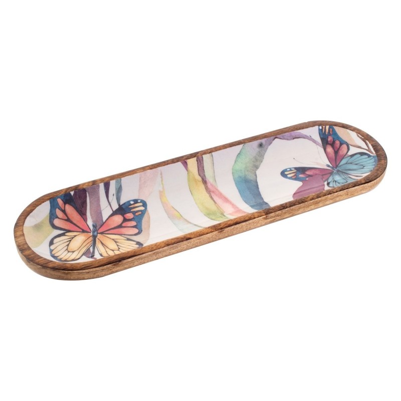 Grand plateau papillon en bois pour cuisine et décoration