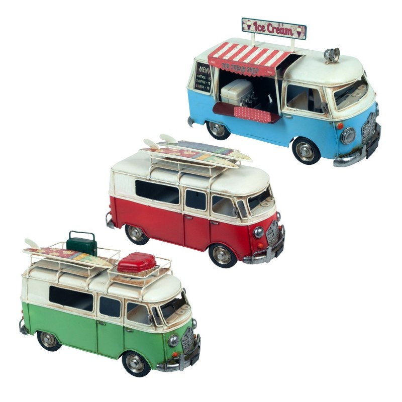 Figurine décorative | Surf Van + Ice Cream Trolley Ornement Pack de 3 Vans