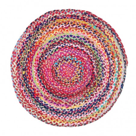 Tapis rond en jute | Tapis Ronds, Tapis Ethnique Multicolore Diamètre 90 cm