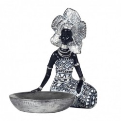 Figurines décoratives | Figurine en Résine d'Africana de Couleur Argent 18 x 11 x 18 cm