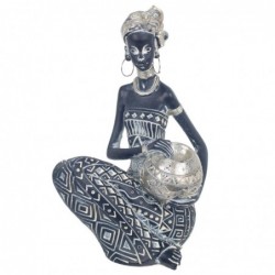 Figurines décoratives | Figurine en Résine d'Africana de Couleur Argent 18 x 11 x 11 cm