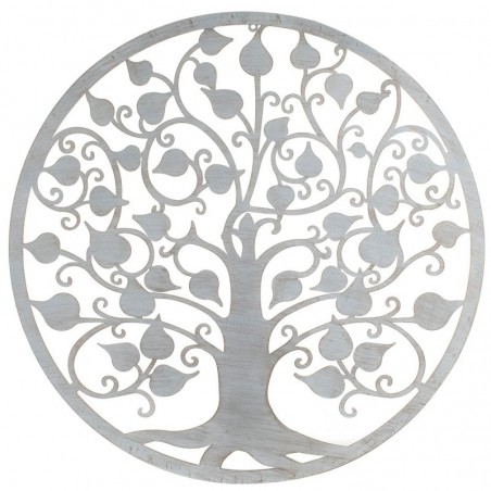 Décoration murale | Arbre de Vie Mur 82cmx1 cmx82 cm, Couleur Gris Métal