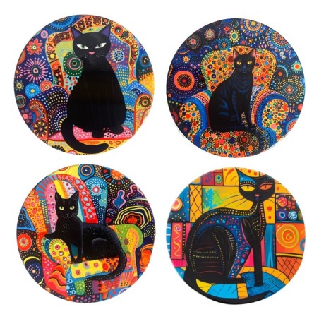 Sous-verres Chat 4 unités - Protégez vos tables avec ces sous-verres amusants et originaux
