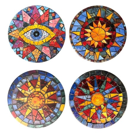 Sun Coasters 4 modèles différents en céramique multicolore