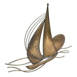 Ornement mural décoratif bateau nautique pendentif en métal doré 55,5x4x68 cm