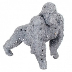 Figurines décoratives | Figurine décorative orang-outan en argent 33,5x26,5x35 cm en résine