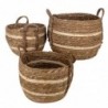 Paniers en osier | Paniers décoratifs en osier Lot de 3 paniers, 26x26x34 cm