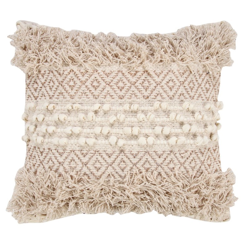 Coussin bohème | Coussin en jute 45x45 cm, couleur naturelle