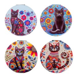 Miroir de poche chat 4 cadeaux design ethnique différent