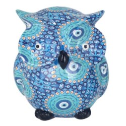 Grande chouette bleue en résine pour décoration d'intérieur et cadeaux originaux