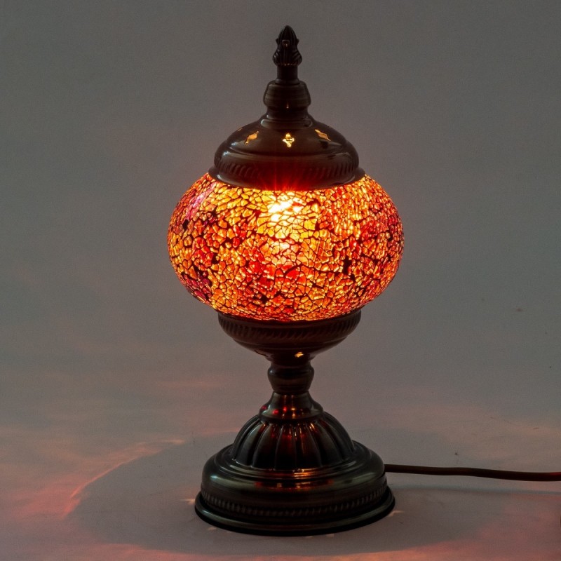 Lampe mosaïque indienne en verre et métal orange, décoration de la maison, cadeau fait à la main
