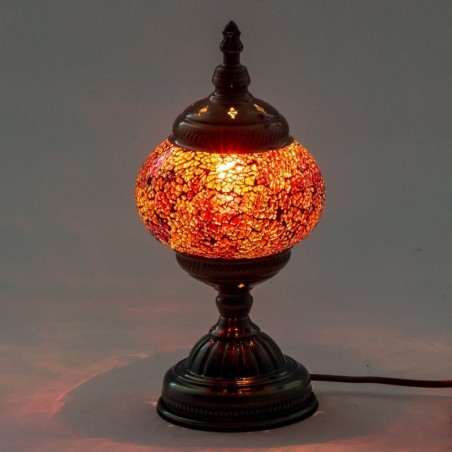 Lampe mosaïque indienne en verre et métal orange, décoration de la maison, cadeau fait à la main
