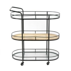 Chariot auxiliaire polyvalent en métal et verre pour la maison et le bureau