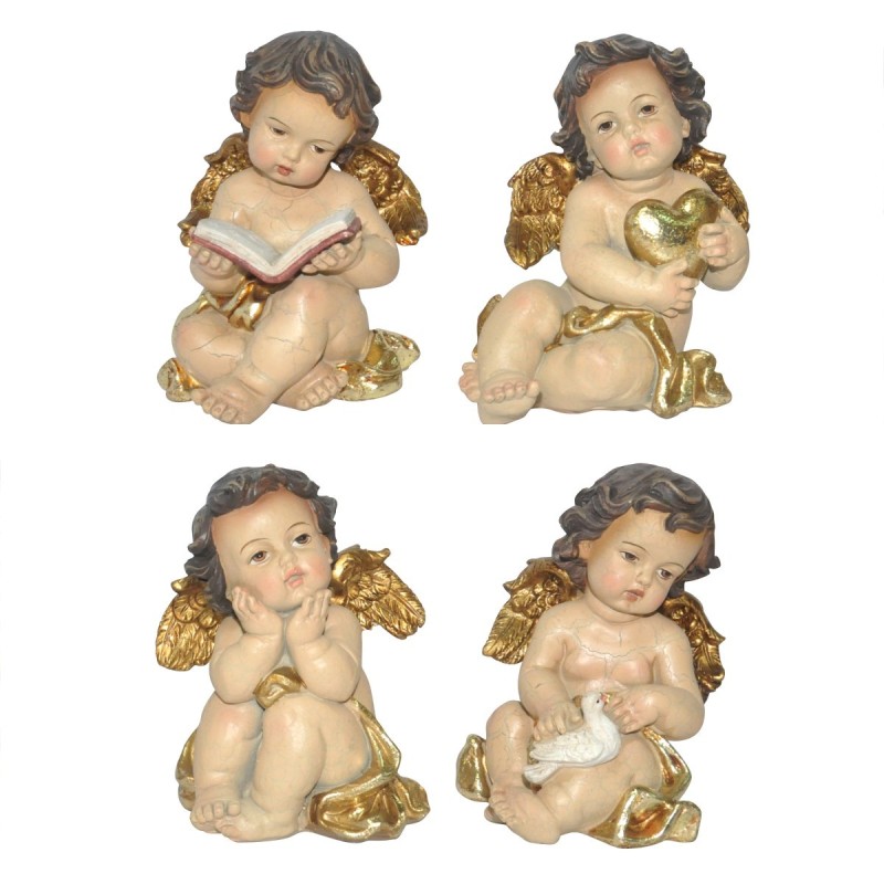Figurine de Noël Ange 4U Résine Doré 11,5 cm x 9 cm x 8 cm