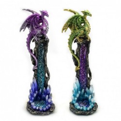 Brûleur d'encens | Porte-encens 26,5x7,5x8 cm Dragons, lot de 2