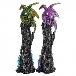 Brûleur d'encens | Porte-encens 26,5x7,5x8 cm Dragons, lot de 2