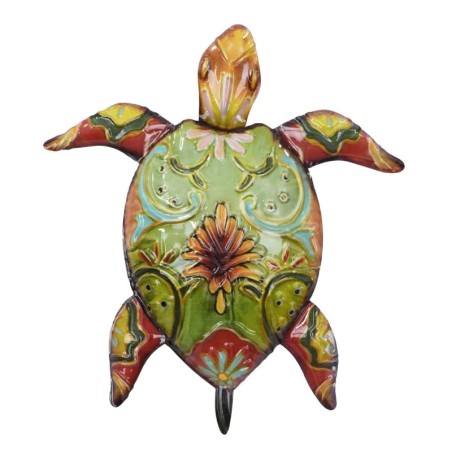 Tortue tropicale en métal vert, ornement mural, décoration de la maison