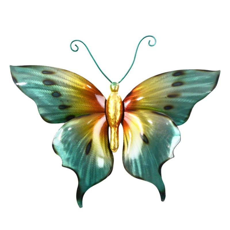 Ornement mural papillon tropical moyen en métal, décoration de la maison