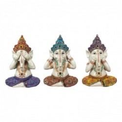 Figurines décoratives | Dieu Ganesha Figurine 21 x 9 x 15 cm | Pack 3 Unités | Couleur: Multicolore