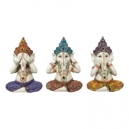 Figurines décoratives | Dieu Ganesha Figurine 21 x 9 x 15 cm | Pack 3 Unités | Couleur: Multicolore