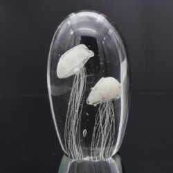 Presse-Papier Méduse en Verre Transparent 7cm - Cadeau Original Décoration Nautique de Bureau