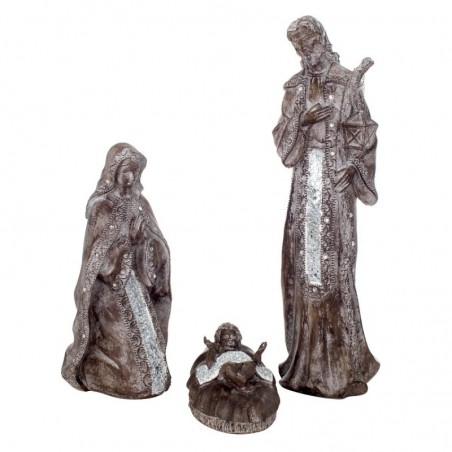 Nativité en résine argentée 60 * 13 * 16cm Set de 3 Unités Nativité Set de 3 U