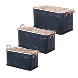 Coffret Métal Noir 36 * 36 * 68cm Lot de 3 Unités Coffret Lot de 3 U