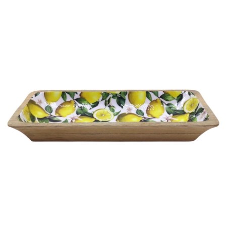 Plateau de service décoratif en bois jaune, plateau pour petit-déjeuner et collation, idéal pour la maison et les événements
