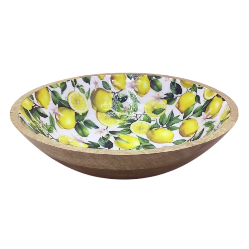 Grand bol en bois jaune pour la décoration et le rangement, idéal pour la maison et les événements, design moderne