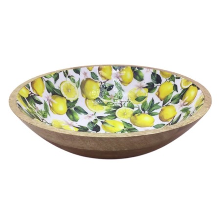 Grand bol en bois jaune pour la décoration et le rangement, idéal pour la maison et les événements, design moderne