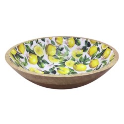 Grand bol en bois jaune pour la décoration et le rangement, idéal pour la maison et les événements, design moderne