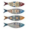 Dessous de Plat en Céramique Poisson Multicolore pour Décoration de Table, Ensemble de 4 Unités, Style Marin et Nautique