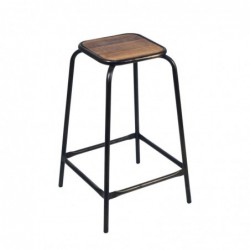 Tabouret Bois Marron et Métal 66*41*41cm