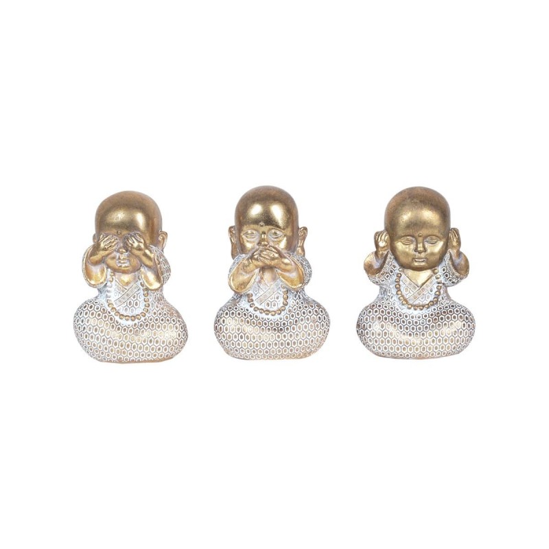 Figurine de Bouddha en résine blanche 12 * 9 * 8cm Ensemble de 3 unités Figurine de Bouddha Ensemble de 3 U