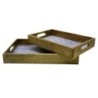 Plateaux de cuisine en bois rayé, ensemble de 2, design nautique, idéal pour la décoration et l'organisation de la maison
