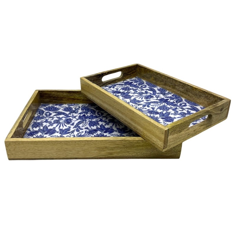 Plateaux à fleurs décoratifs en bois  Ensemble de 2 plateaux élégants pour la cuisine et la maison