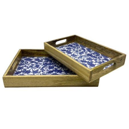 Plateaux à fleurs décoratifs en bois  Ensemble de 2 plateaux élégants pour la cuisine et la maison