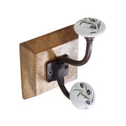 Cintre en bois avec bouton olive pour décoration murale, idéal pour organiser et embellir votre maison