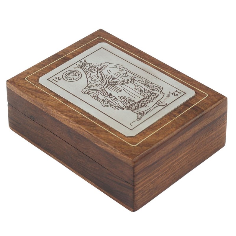 Jeu de cartes en bois brun 4 * 9 * 12cm Cartes de jeu de société