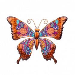 Figure d'animal orange en métal et cristal 24 * 1 * 31cm Figure de papillon