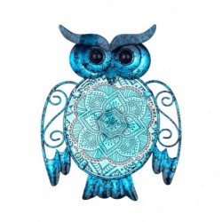 Figurine hibou bleu en métal et verre 19 * 2 * 15cm Figurine hibou