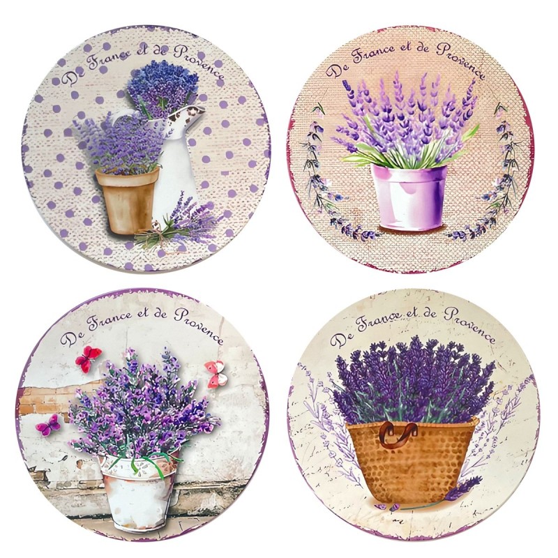 Dessous de plat lavande 4 unités, tapis de Table décoratif en céramique, cadeau idéal, accessoires de cuisine élégants