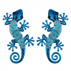 Figurine Animal en Métal Bleu et Cristal 1 * 17 * 36cm Lot de 2 Unités Figurine Lézards 2 Unités