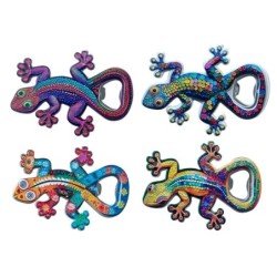 Ouvre-bouteille magnétique Lézard 4 unités - Idéal pour cadeaux originaux, décoration et fête à la maison