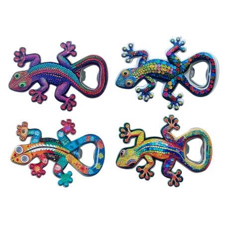 Ouvre-bouteille magnétique Lézard 4 unités - Idéal pour cadeaux originaux, décoration et fête à la maison
