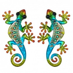 Métal Vert et Cristal Animal Figure 1 * 11 * 21cm Ensemble de 2 Unités Figure Lézards 2 Unités