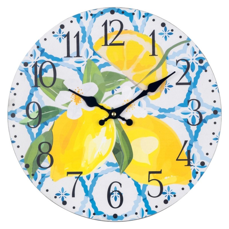 Horloge murale décorative citrons, style frais et moderne pour cuisine, salon ou salle à manger, cadeau idéal pour