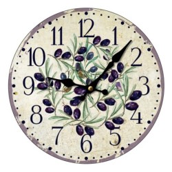 Horloge murale décorative olives pour cuisine, design exclusif, parfaite pour les amateurs de gastronomie et de style vintage